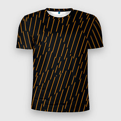 Футболка спортивная мужская Чёрные полосы и оранжевые полосочки, цвет: 3D-принт