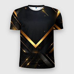 Футболка спортивная мужская Gold luxury black abstract, цвет: 3D-принт