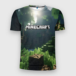 Футболка спортивная мужская Minecraft logo world, цвет: 3D-принт