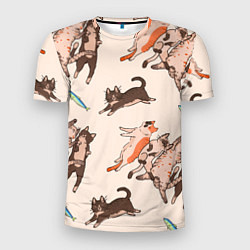 Мужская спорт-футболка Коты и рыба