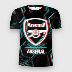 Футболка спортивная мужская Arsenal FC в стиле glitch на темном фоне, цвет: 3D-принт