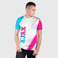 Футболка спортивная мужская Ajax neon gradient style вертикально, цвет: 3D-принт — фото 2