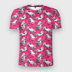 Мужская спорт-футболка Выдры в розовой воде