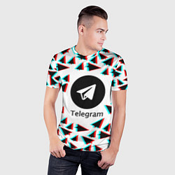 Футболка спортивная мужская Telegram logo pattern steel, цвет: 3D-принт — фото 2