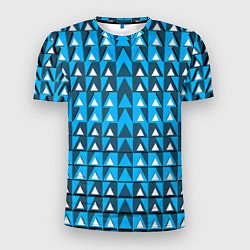 Мужская спорт-футболка Узор из треугольников синий