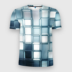 Мужская спорт-футболка Зеркальная мозаика голубое стекло