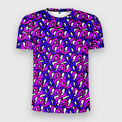 Мужская спорт-футболка Фиолетовый узор и чёрная обводка