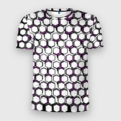 Мужская спорт-футболка Киберпанк узор из шестиугольников розовый