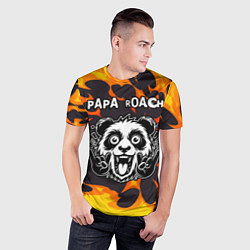 Футболка спортивная мужская Papa Roach рок панда и огонь, цвет: 3D-принт — фото 2