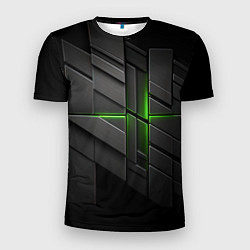 Мужская спорт-футболка Футуристическая абстракция с зеленым неоновым свет