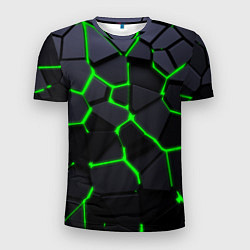 Футболка спортивная мужская Зеленые плиты киберпанк, цвет: 3D-принт