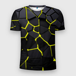Футболка спортивная мужская Желтые плиты киберпанк, цвет: 3D-принт