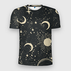 Мужская спорт-футболка Звёздная карта с лунами и солнцем