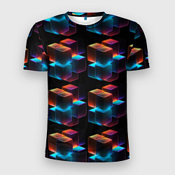 Мужская спорт-футболка Разноцветные неоновые кубы
