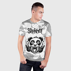 Футболка спортивная мужская Slipknot рок панда на светлом фоне, цвет: 3D-принт — фото 2