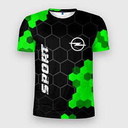 Футболка спортивная мужская Opel green sport hexagon, цвет: 3D-принт