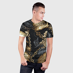 Футболка спортивная мужская Золотые черепа с цепями, цвет: 3D-принт — фото 2