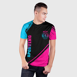 Футболка спортивная мужская Sporting - neon gradient вертикально, цвет: 3D-принт — фото 2