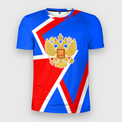 Футболка спортивная мужская Герб России - патриотические цвета, цвет: 3D-принт