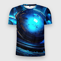 Мужская спорт-футболка Кислотная синяя яркая неоновая абстракция
