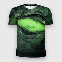 Мужская спорт-футболка Разрез на зеленой абстракции