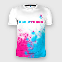 Футболка спортивная мужская AEK Athens neon gradient style посередине, цвет: 3D-принт