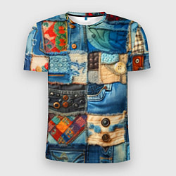 Мужская спорт-футболка Vanguard denim patchwork - ai art