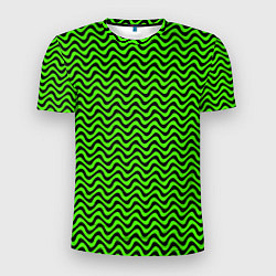 Футболка спортивная мужская Искажённые полосы кислотный зелёный, цвет: 3D-принт
