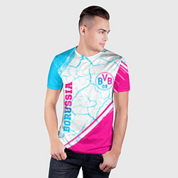 Футболка спортивная мужская Borussia neon gradient style вертикально, цвет: 3D-принт — фото 2