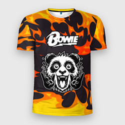 Футболка спортивная мужская David Bowie рок панда и огонь, цвет: 3D-принт