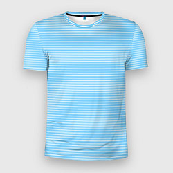 Футболка спортивная мужская Светлый голубой в белую полоску, цвет: 3D-принт