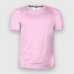 Футболка спортивная мужская Светлый розовый в белую полоску, цвет: 3D-принт