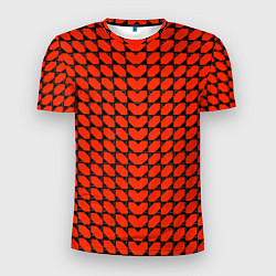 Мужская спорт-футболка Красные лепестки шестиугольники