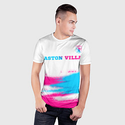 Футболка спортивная мужская Aston Villa neon gradient style посередине, цвет: 3D-принт — фото 2