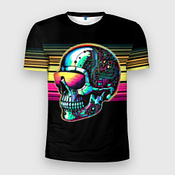 Мужская спорт-футболка Cyber skull - ai art fantasy