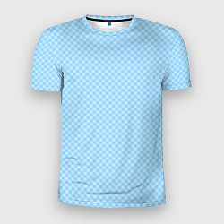 Мужская спорт-футболка Светлый голубой паттерн мелкая шахматка