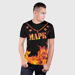Футболка спортивная мужская Марк - имя в огне, цвет: 3D-принт — фото 2