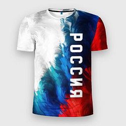 Футболка спортивная мужская Россия триколор флаг, цвет: 3D-принт