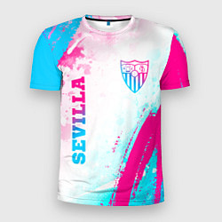 Мужская спорт-футболка Sevilla neon gradient style вертикально