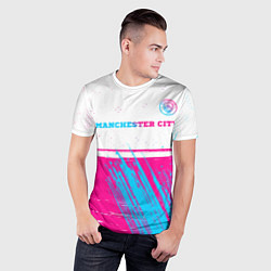 Футболка спортивная мужская Manchester City neon gradient style посередине, цвет: 3D-принт — фото 2