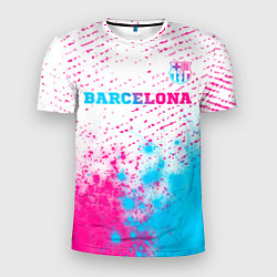 Футболка спортивная мужская Barcelona neon gradient style посередине, цвет: 3D-принт