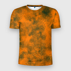 Мужская спорт-футболка Оранжевый в зеленых пятнах