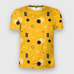 Мужская спорт-футболка Геометрия в стиле мемфис на желтом