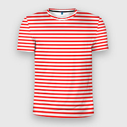 Мужская спорт-футболка Красно-белый полосатый