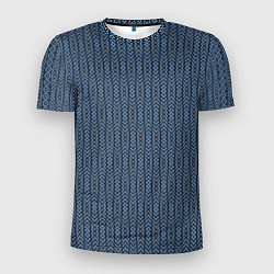 Мужская спорт-футболка Серо-синий текстурированные полосы