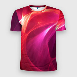 Футболка спортивная мужская Красно-розовый энергетический хаос волн, цвет: 3D-принт