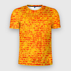 Футболка спортивная мужская Яркий красно-жёлтый абстарктный полосатый, цвет: 3D-принт