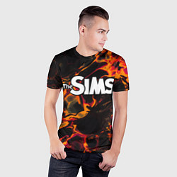 Футболка спортивная мужская The Sims red lava, цвет: 3D-принт — фото 2