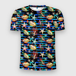 Футболка спортивная мужская Морская жизнь под водой паттерн, цвет: 3D-принт