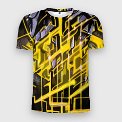 Мужская спорт-футболка Yellow and white abstraction